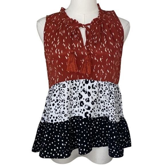 THML Anthropologie Tiered Ruffle Top Sz XS Sleeveless - Picture 1 of 9